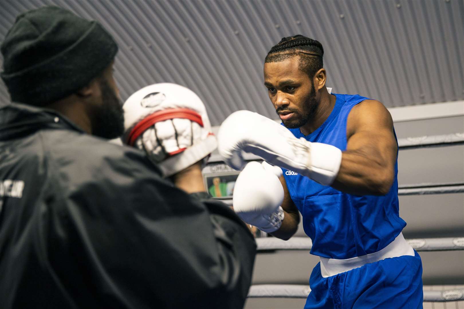 Cheavon Clarke visits Churchill’s Boxing Gym, Lambeth, for the Purplebricks Home Support campaign Picture: James Robinson