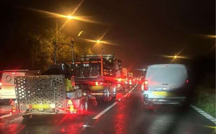 Traffic near junction 1 of the M2 after the crash