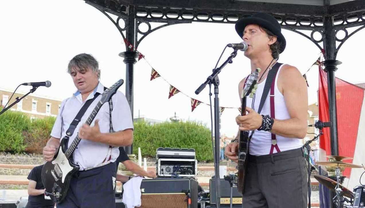 Pete Doherty and Carl Barât on stage with The Libertines in Cliftonville yesterday afternoon. Picture: Frank Leppard