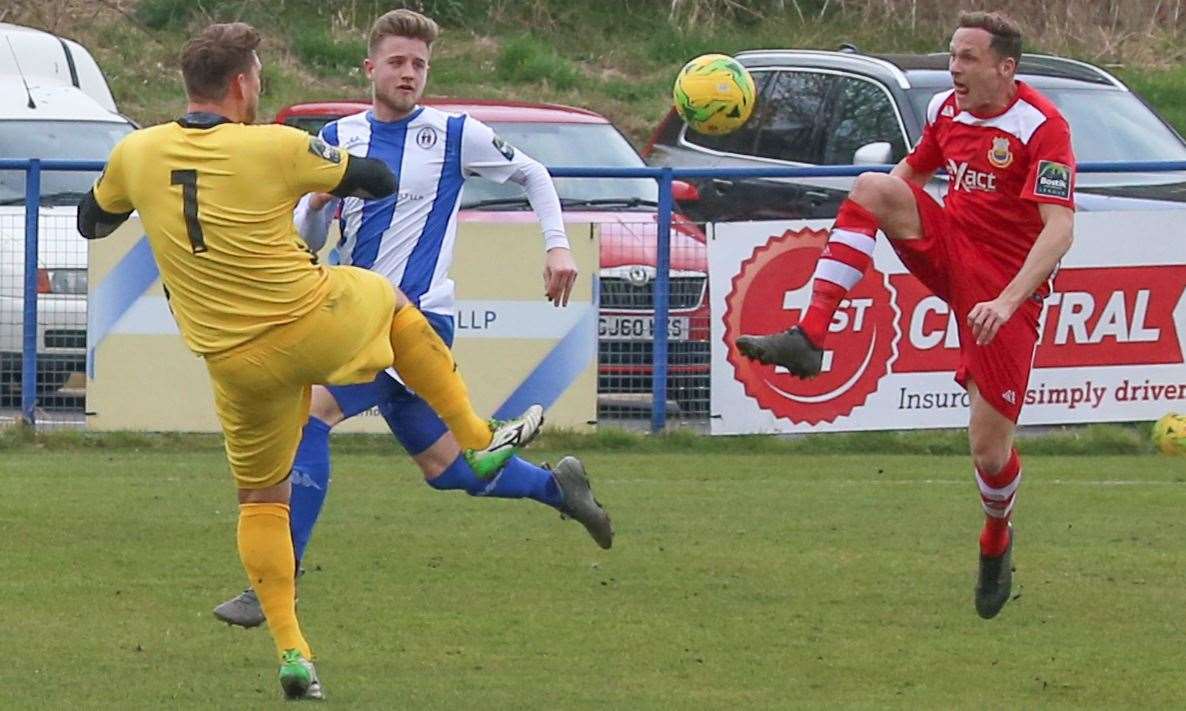 Whitstable's Ricky Freeman in action against Haywards Heath Picture: Les Biggs