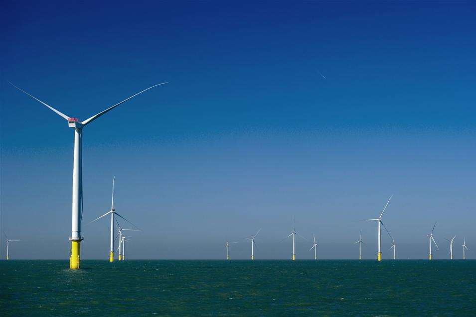 Wind turbines at the London Array site