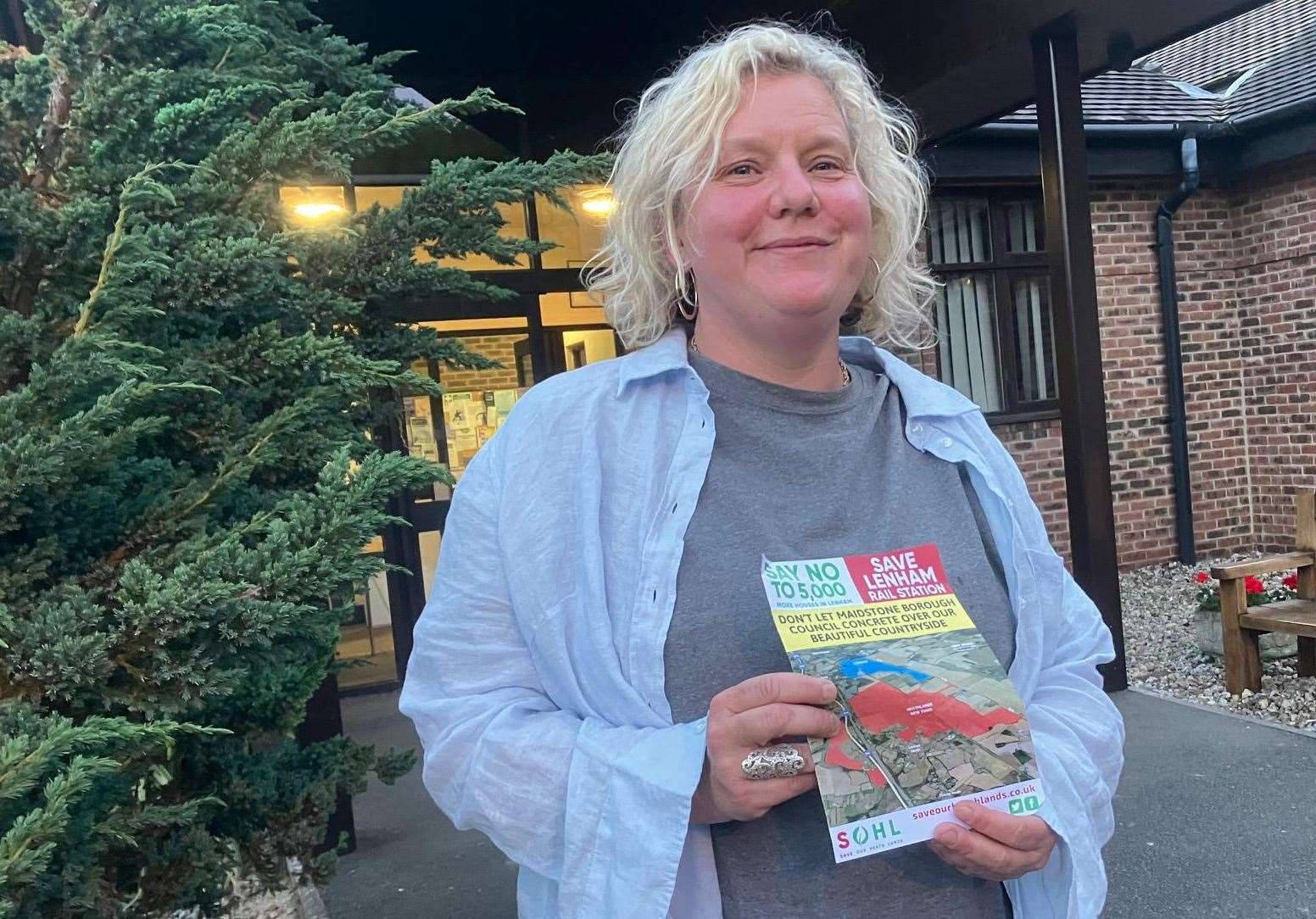 Labour's Mel Dawkins outside the meeting in Lenham