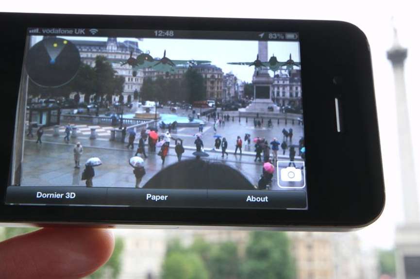 What viewers will see of the Dornier Do 17 when they are at Trafalgar Square