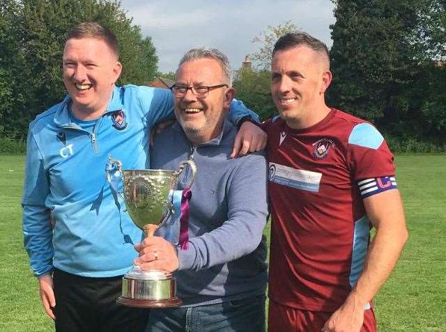 Borden Village chairman Ian Williams, centre, with joint-bosses Conor Twomey, left, and Matt Rowe.