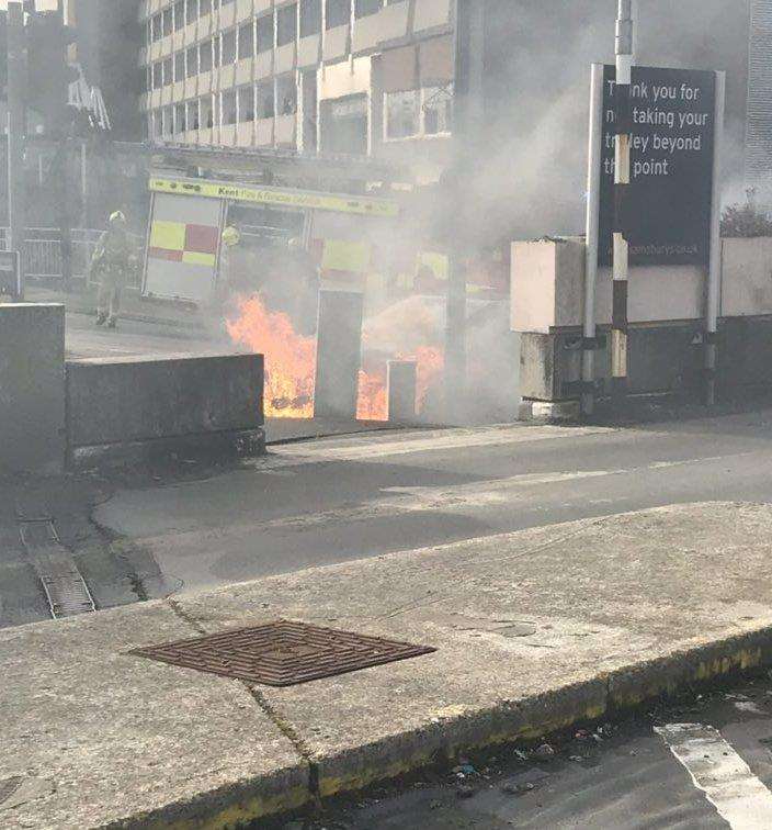 The car caught alight near Sainsbury's, Romney Place. Picture: @mum1jen