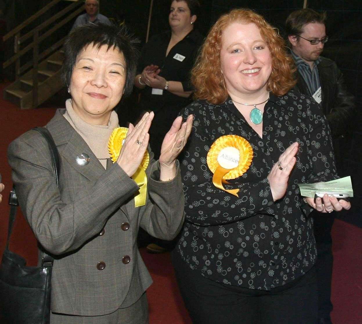 Anna Lo and Naomi Long at an election count (PA).