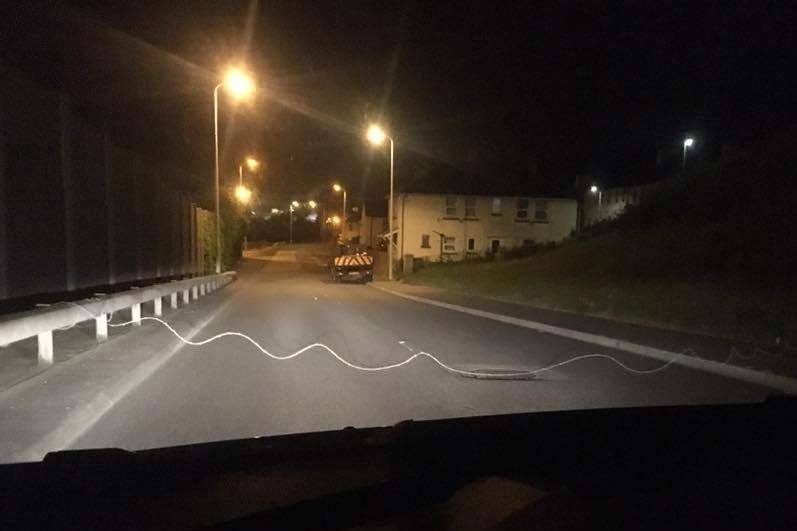 The wire was tied up across the road in Aycliffe