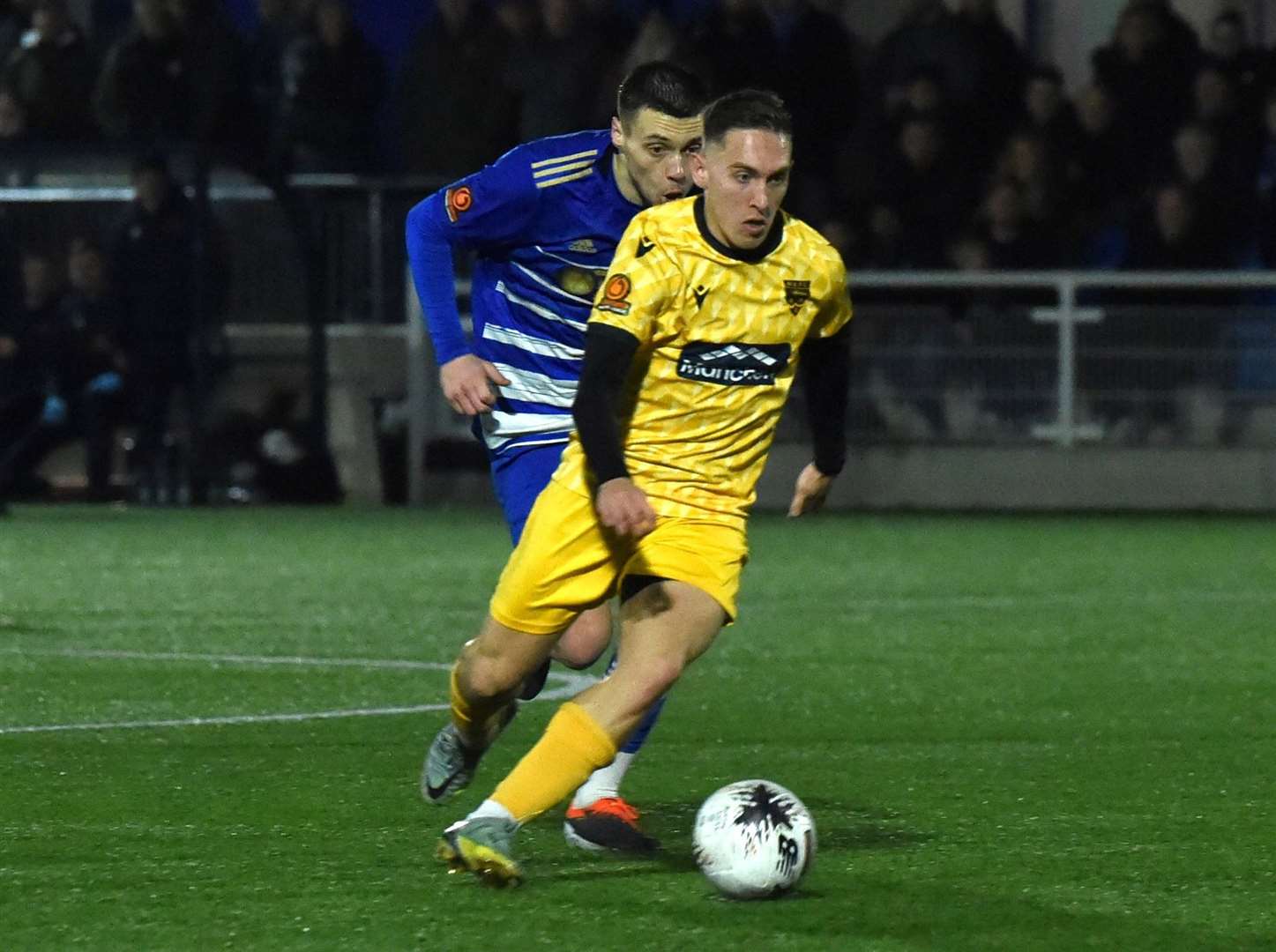 Maidstone striker Matt Rush gets forward against his old club. Picture: Steve Terrell