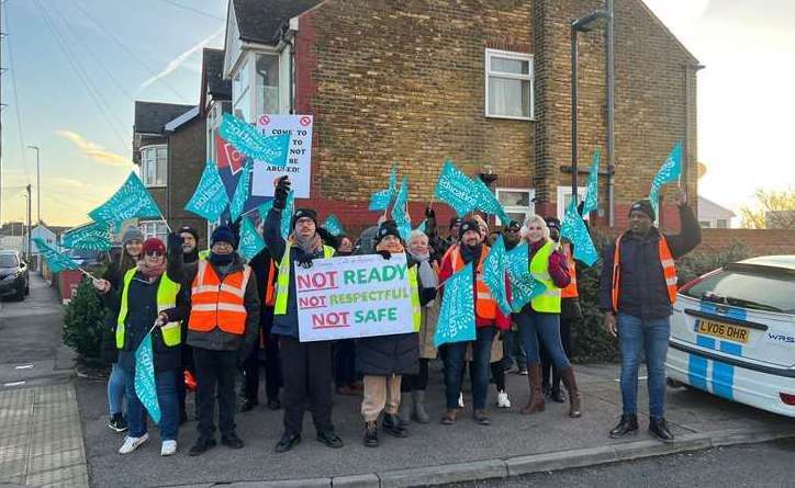 Teachers went on strike outside Oasis Academy on the Isle of Sheppey over pupil's behaviour