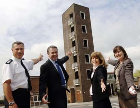 Picture: Greg Theophanides of Maidstone fire station joins KM editor Bob Bounds, Green Footsteps sponsor Julia Smith of HSBC and Caroline Brinkman of the Heart of Kent Hospice.