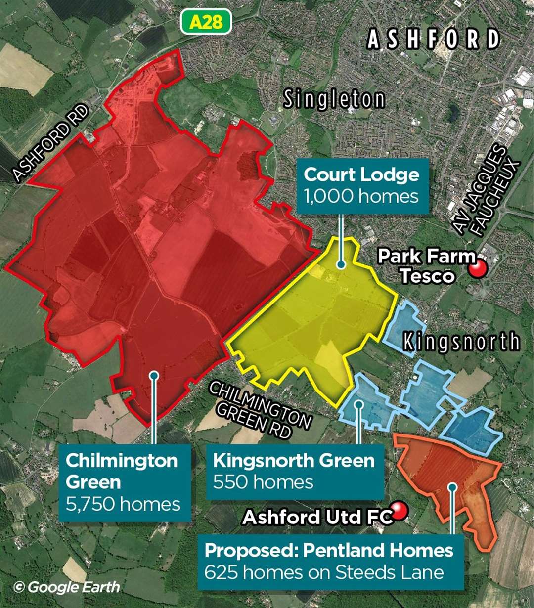 A number of developments are planned for the south of Ashford, leaving villagers in Kingsnorth feeling like their village is being "swallowed up"