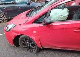 The car crash outside the Co-op in Teynham. Picture: Ian Maggs