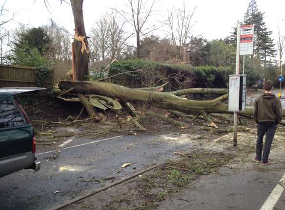 An optimist commuter waits for a bus on Pembury Road. Picture: @GrittingKent