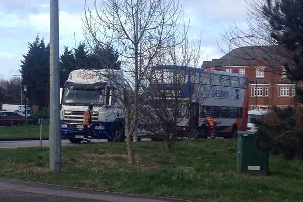 A car crashed into the back of a bus in Margate Road, Herne Bay