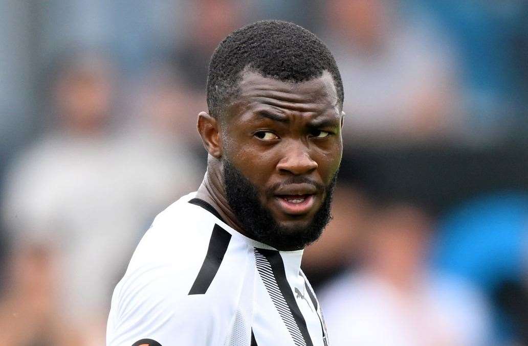 Sam Odaudu – came off in the first half of Dartford’s midweek 1-1 draw with a hamstring injury. Picture: Keith Gillard