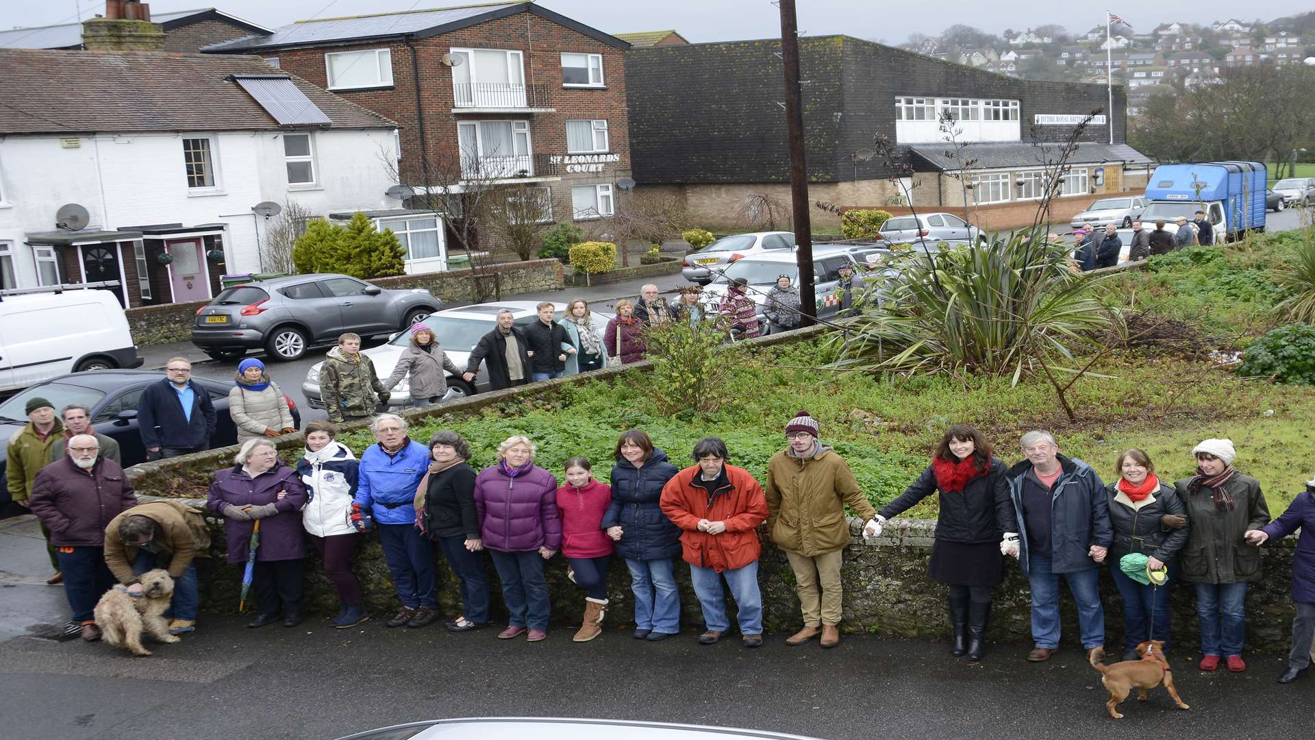 Protesters begin to surround the Triangle which is earmarked for development. Picture: Paul Amos