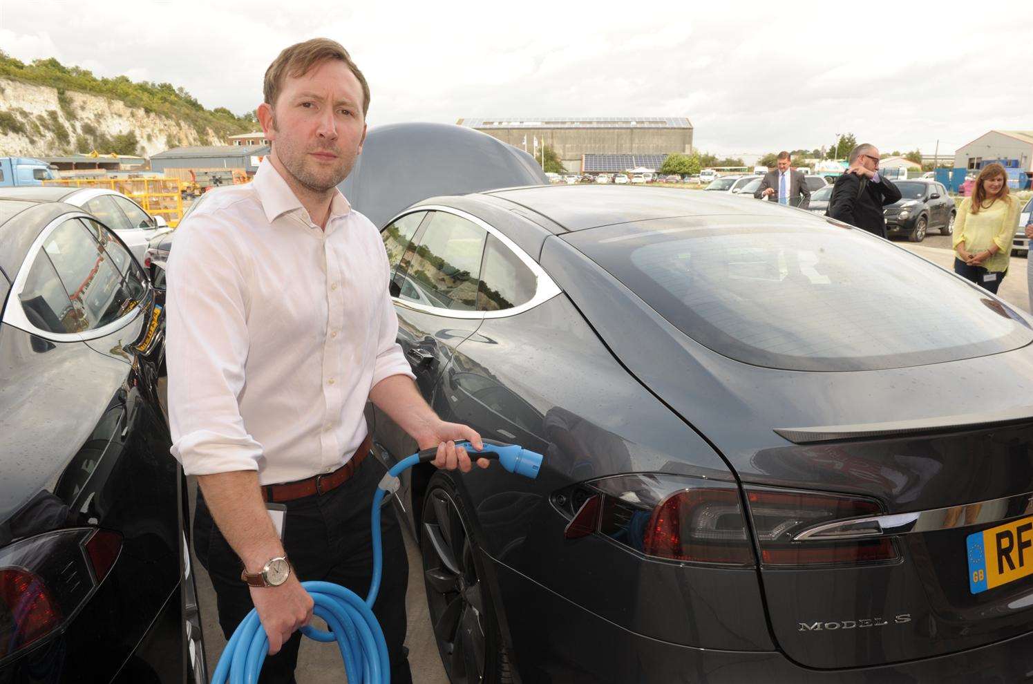 The Tesla's charging point is hidden behind the rear light. Picture: Steve Crispe