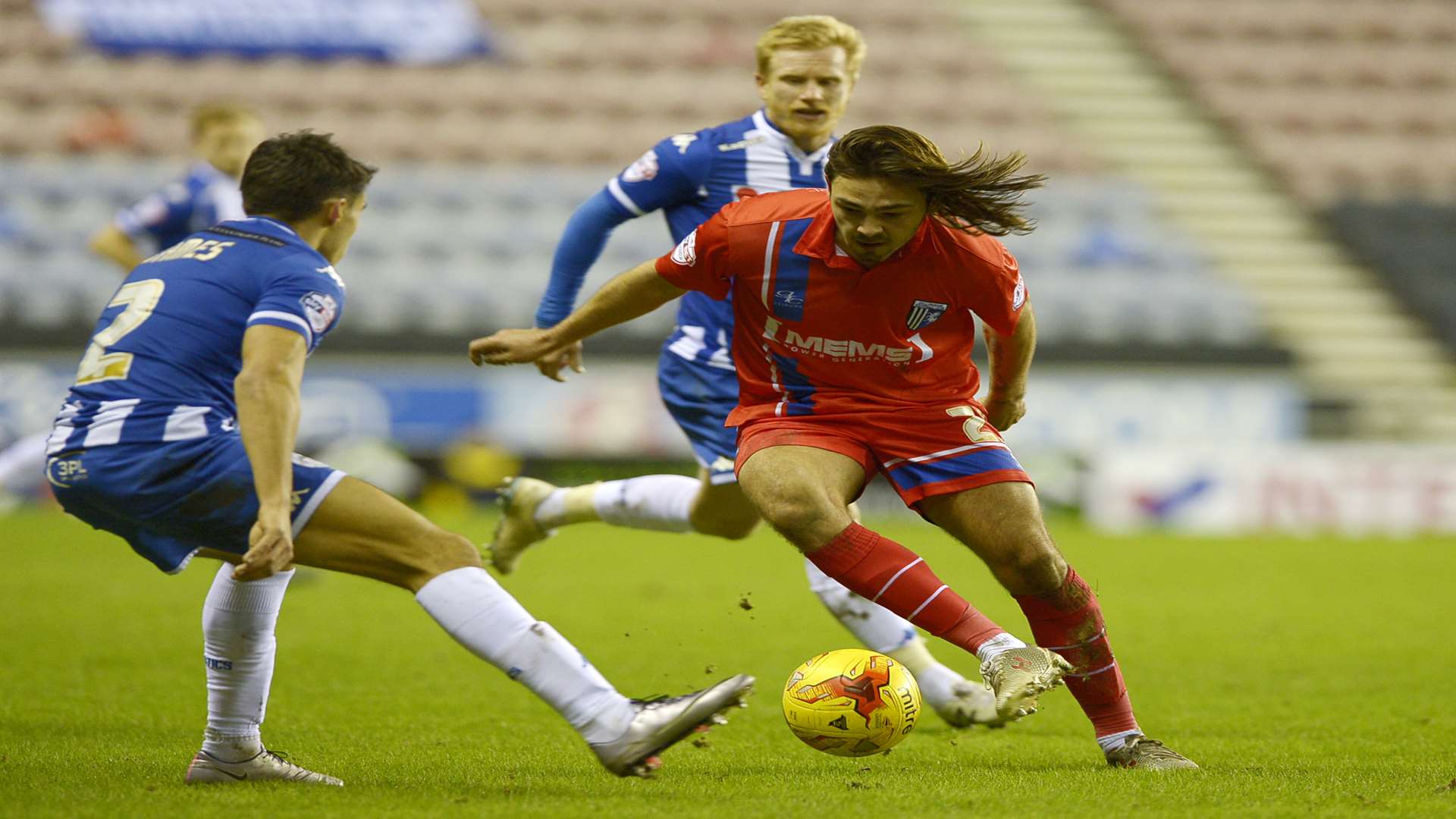 Bradley Dack takes on his marker Picture: Barry Goodwin