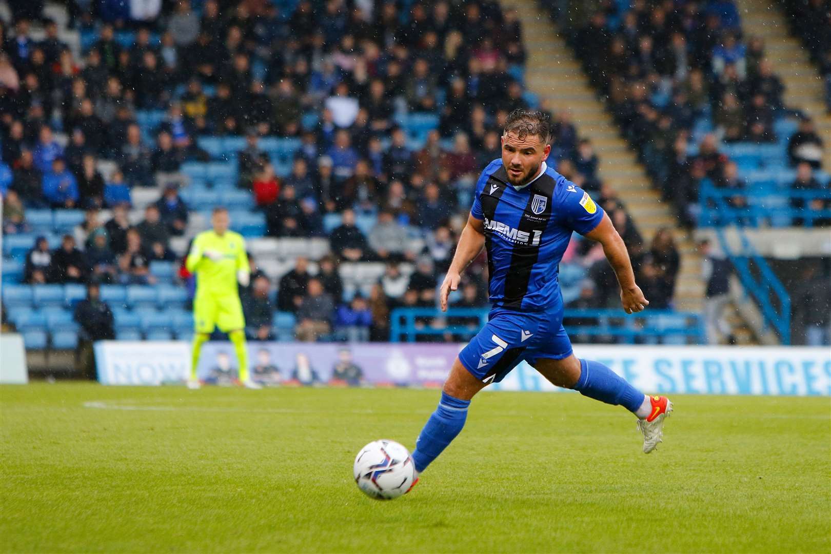 Alex MacDonald on the ball for Gillingham against Wigan Picture: Andy Jones