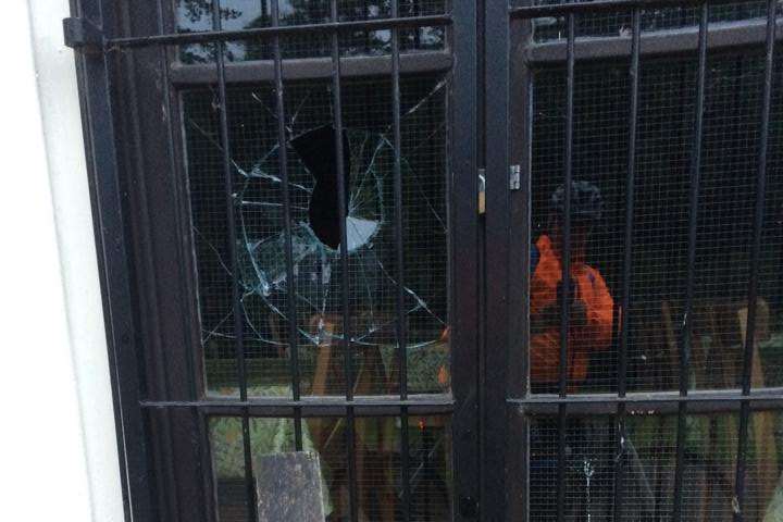 A window has been smashed at the cafe at Kearsney Abbey