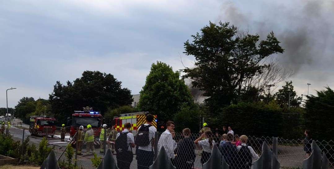 Firefighters at the scene of a fire at an electrical substation in Park Farm Road, Folkestone