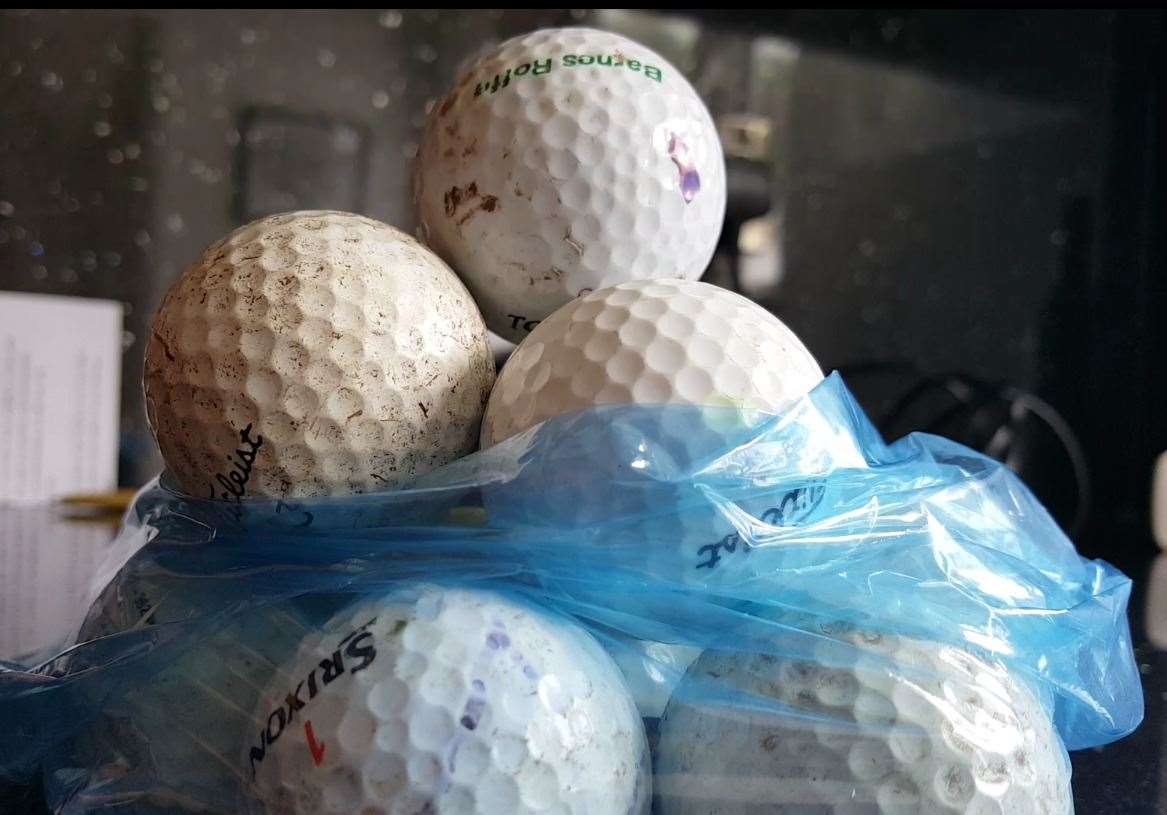 Some of the golf balls collected from the attacks