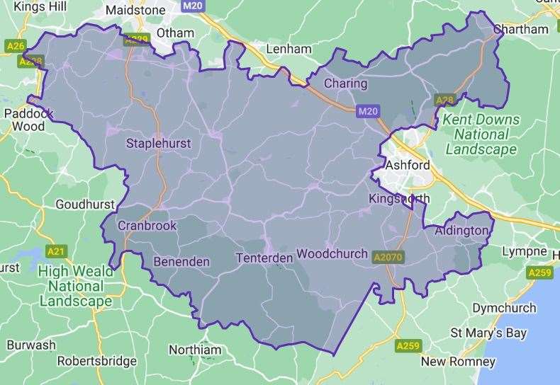 The Weald of Kent constituency map