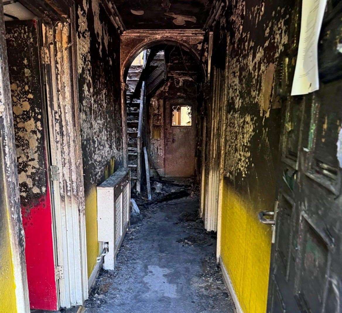 The 23-bed HMO in Salters Lane, Faversham went up in flames shortly after midnight on August 10. Picture: SWNS