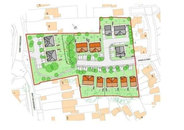 How the development off Swift Crescent, Lordswood, will look from above. Image: Roadhouse Building and Civil Engineering Ltd