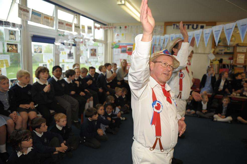 Hartley Morris men visiting St George's School