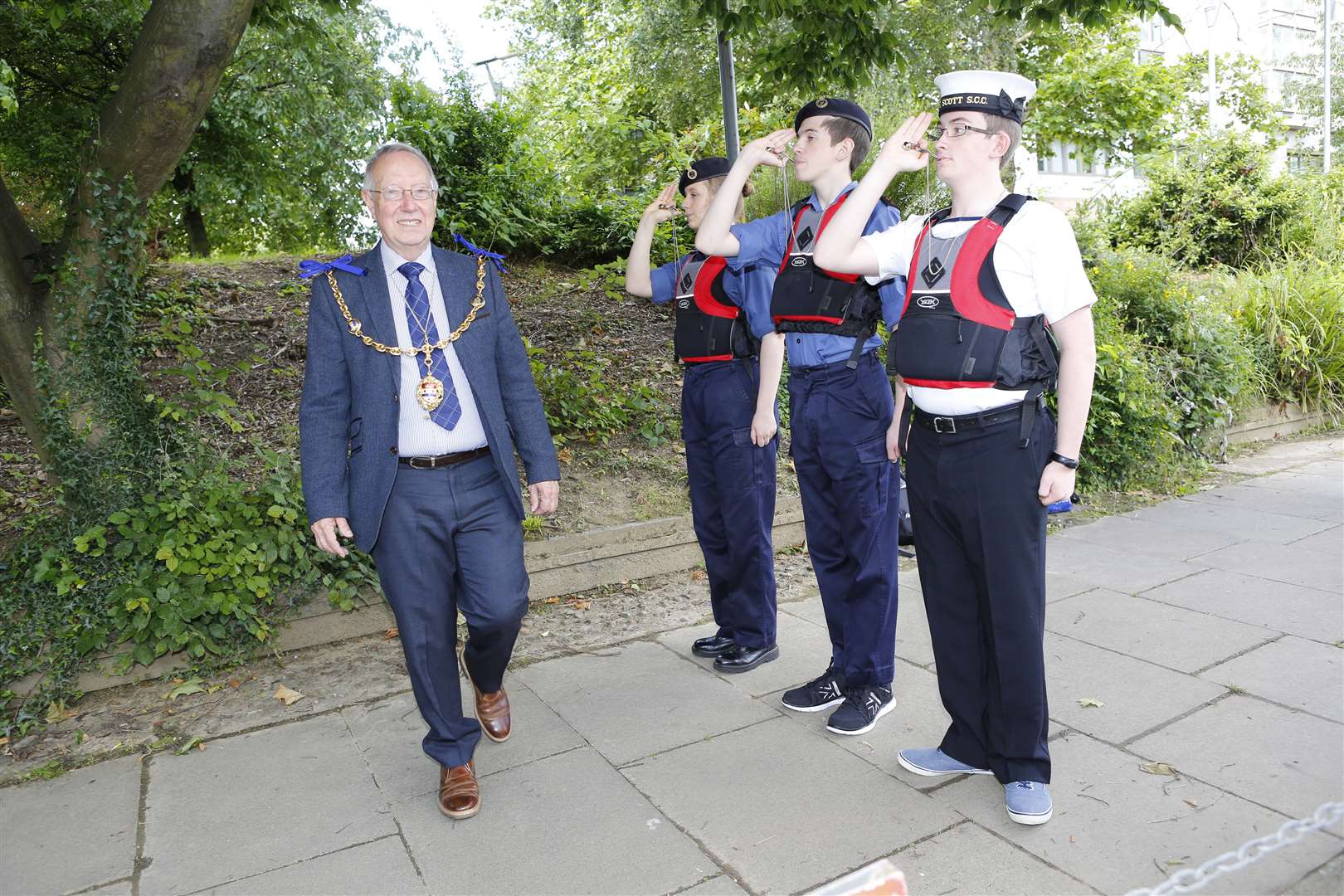 Mayor of Maidstone Cllr Derek Butler being piped onboard his boat