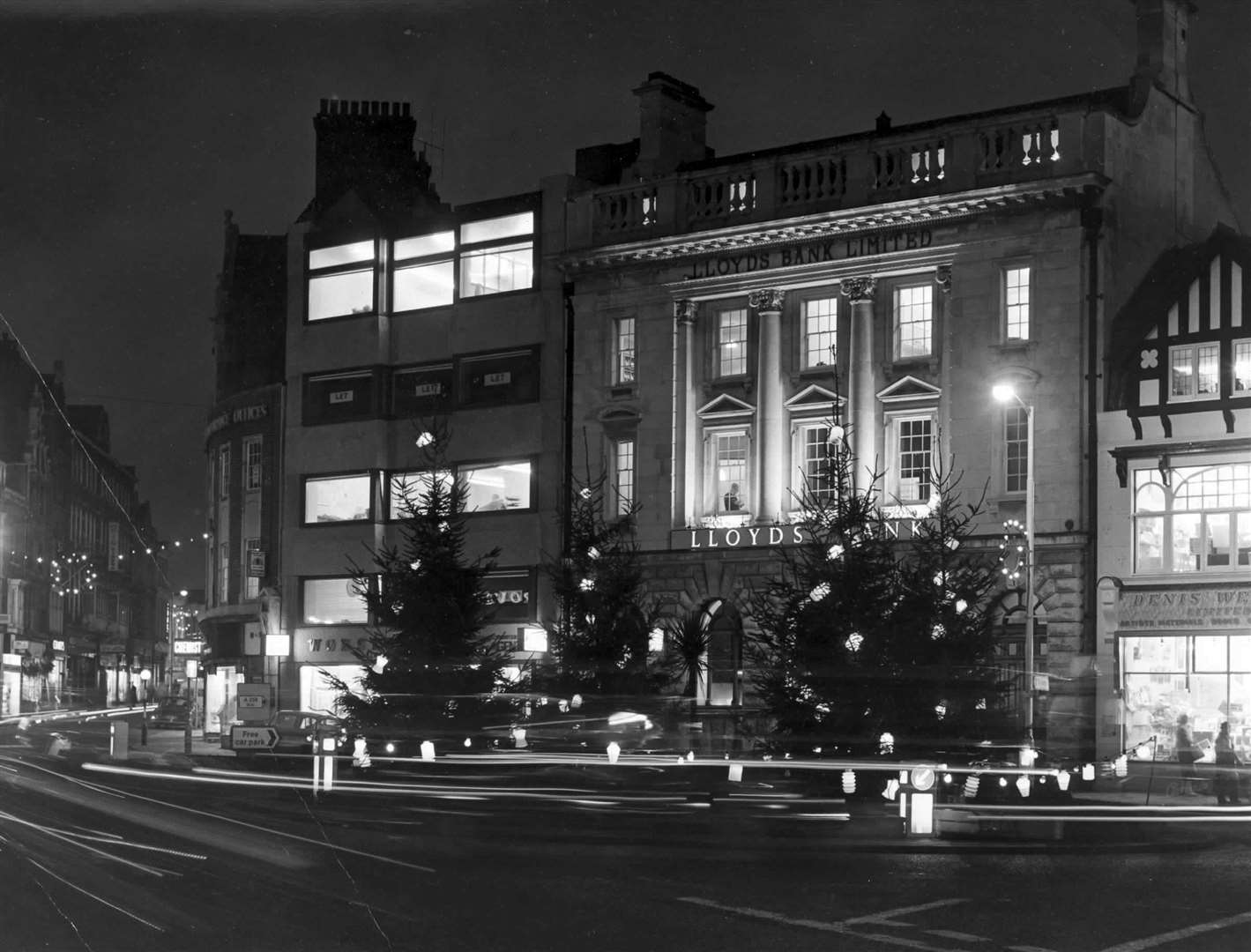 The Christmas decorations in Dover's Market Square in December 1968