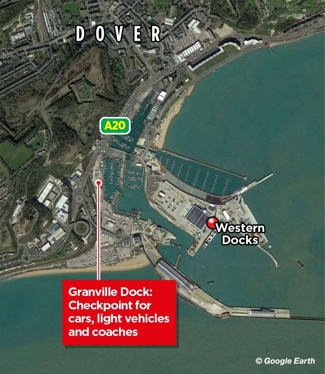 Port of Dover bosses are looking at using Granville Dock next to the A20 for checks