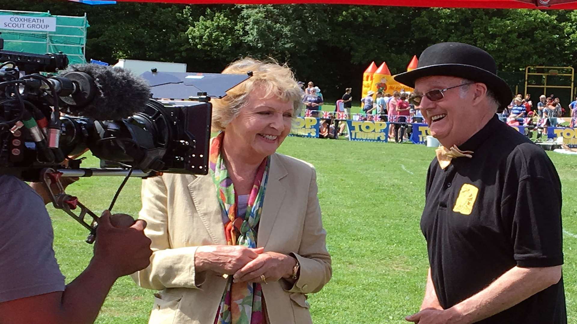 Penelope Keith filming in Coxheath with Custard Pie chairman Mike Fitzgerald