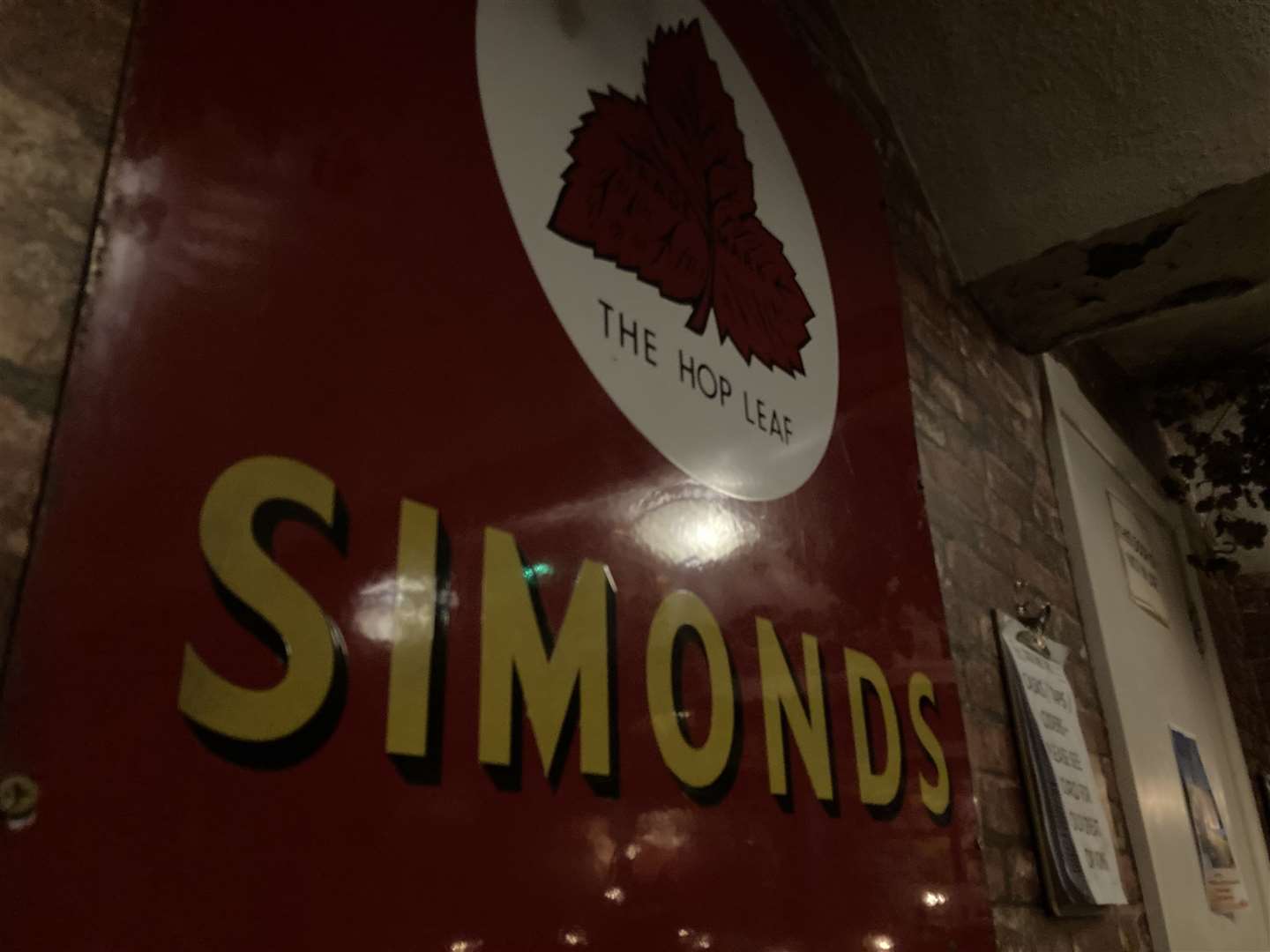 The Cellars Alehouse in Maidstone is decorated with enamel brewery signs and pump clips