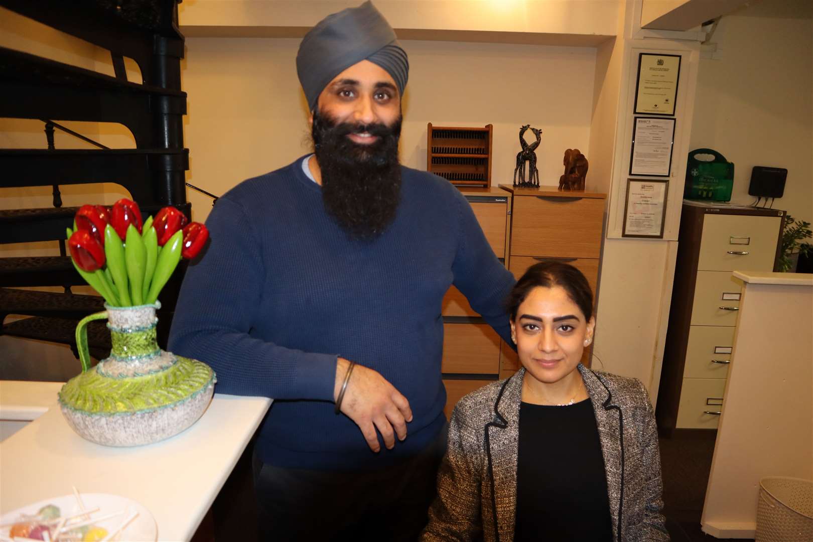 Diversity House receptionist Sunitta Sian, who also teaches yoga, and husband Mandip