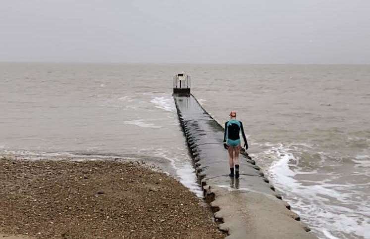 Torsie Morley is braving the cold sea in a charity swimming challenge