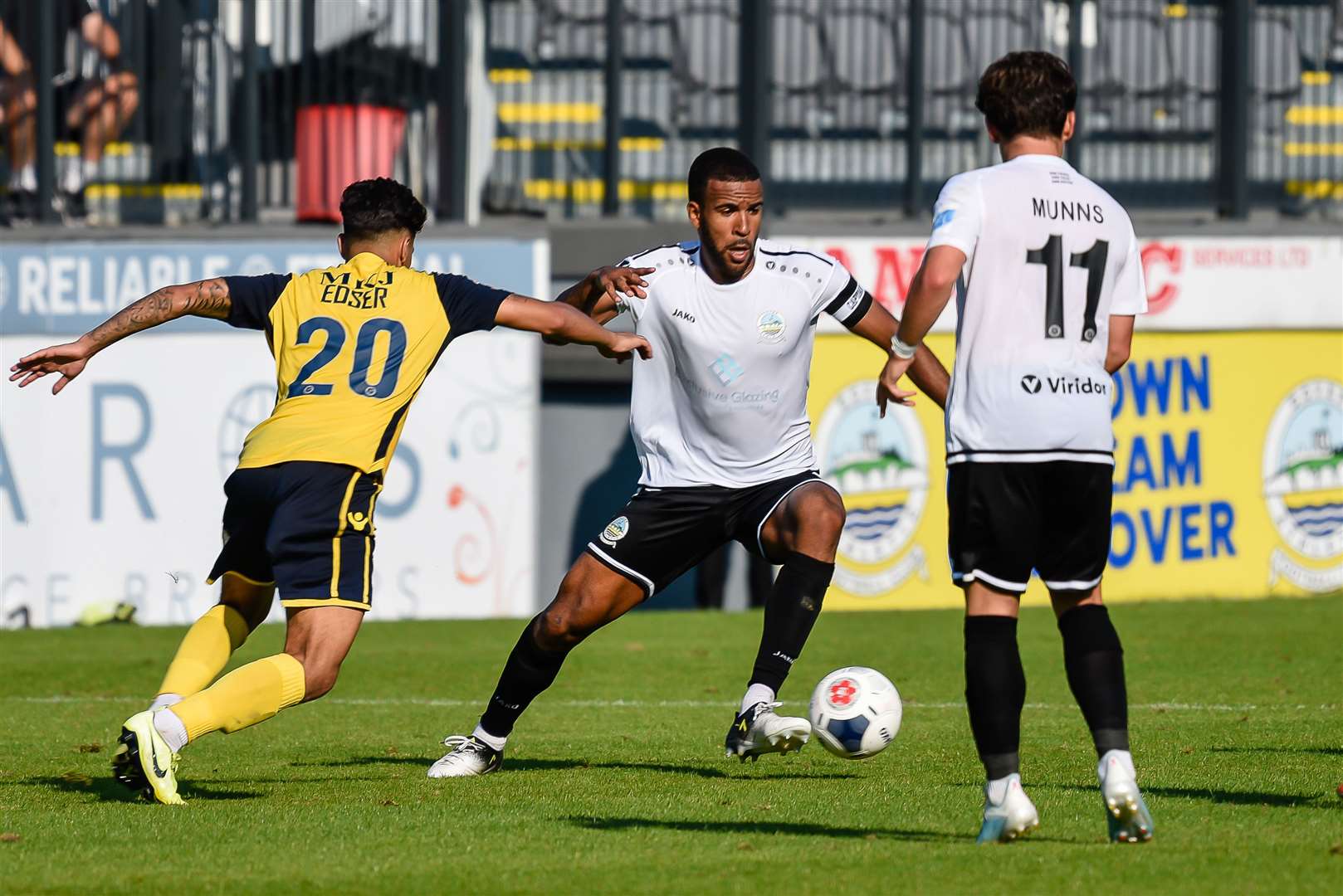 Dover defender Kevin Lokko in action against Woking. Picture: Alan Langley