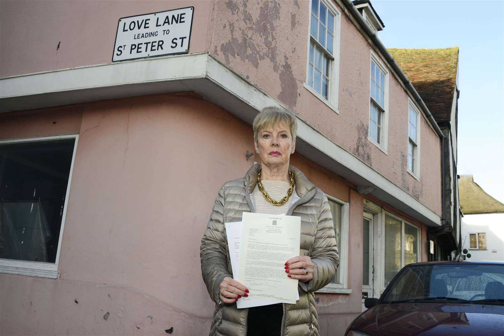 Jacqui Linning with the letter she received from MP Craig Mackinlay