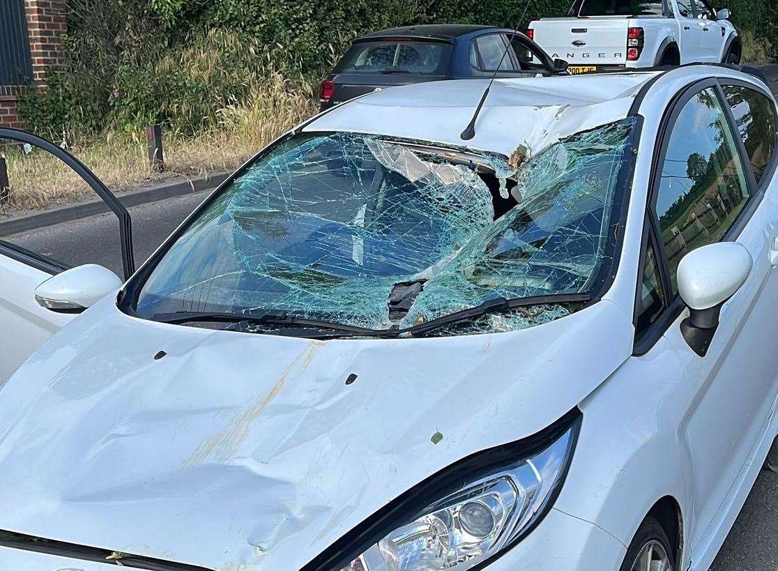 A tree smashed into Jack's car on Darenth Hill in Dartford