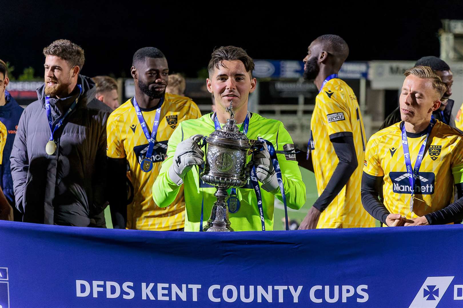 Harley Earle won the Kent Senior Cup with Maidstone in his final season at the club. Picture: Helen Cooper