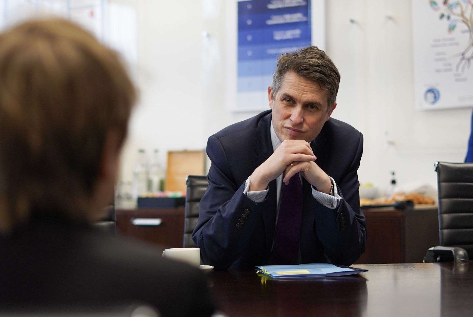 Education Secretary Gavin Williamson speaks to Wilmington Academy pupils following a recent visit. Photo: Wilmington Academy/Brandon Baily