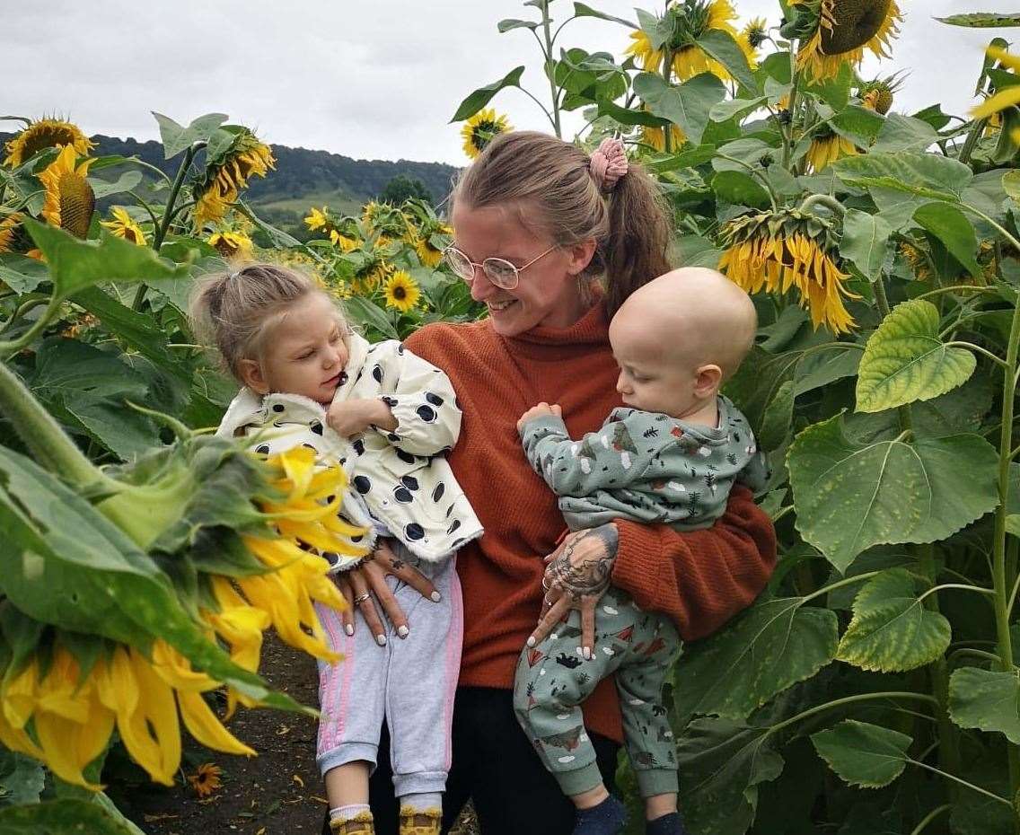 Mum Savannah Haines with Luna and Luna's little brother Forest. Picture: Savannah Haines