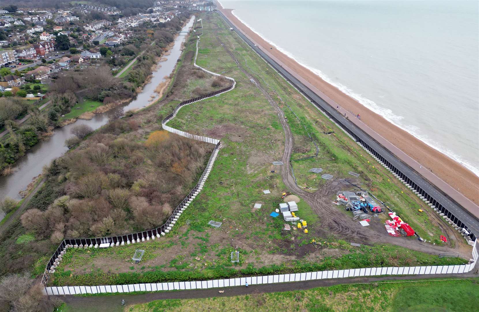 The Princes Parade site from the air, before FHDC took down the hoardings surrounding the site. Picture: Barry Goodwin