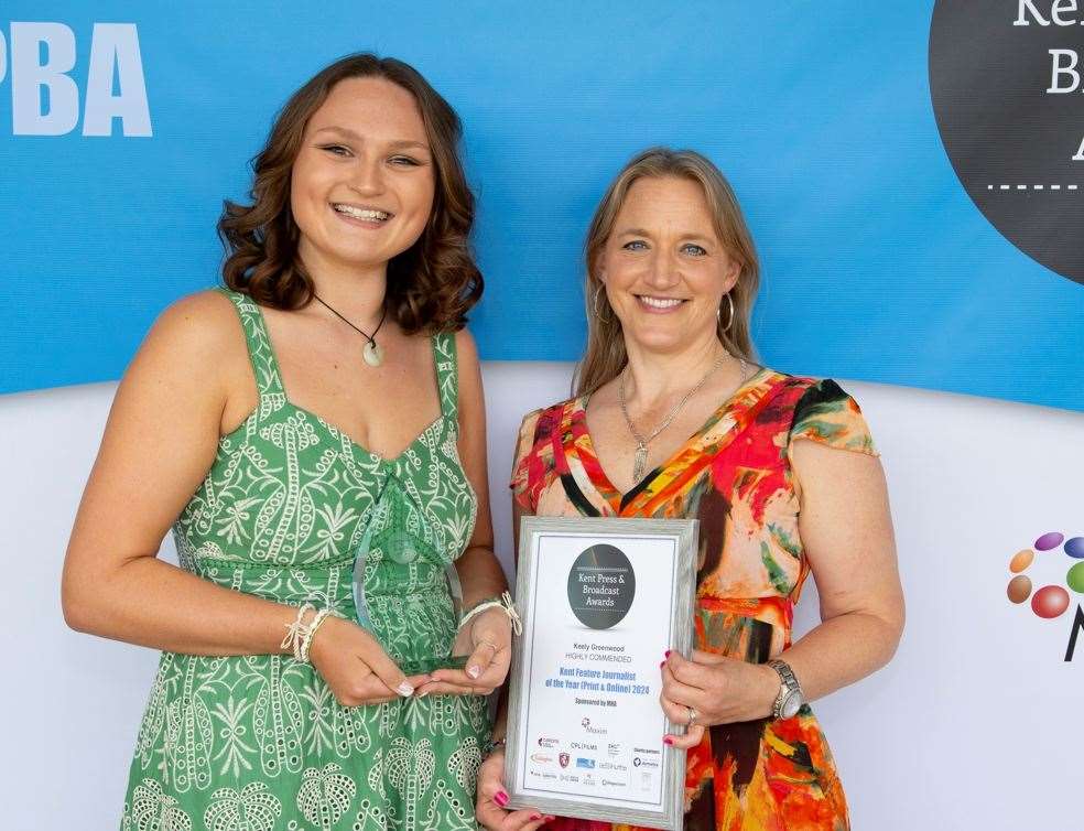 Kent Feature Journalist of the Year for Print and Online - the category was won by Megan Carr, left, and highly commended Keely Greenwood, right. Picture: Tim Stubbings/Maxim