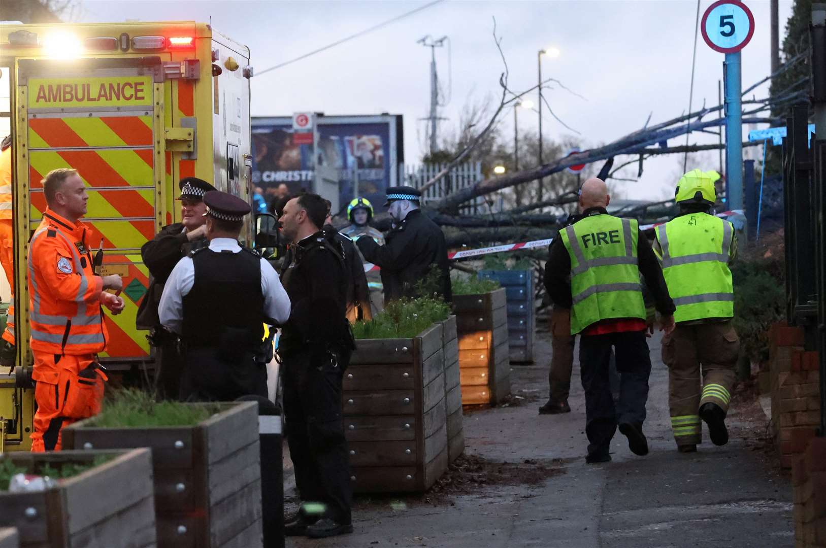 A woman has been taken to hospital after being trapped by a tree during Storm Henk. Picture: UKNIP