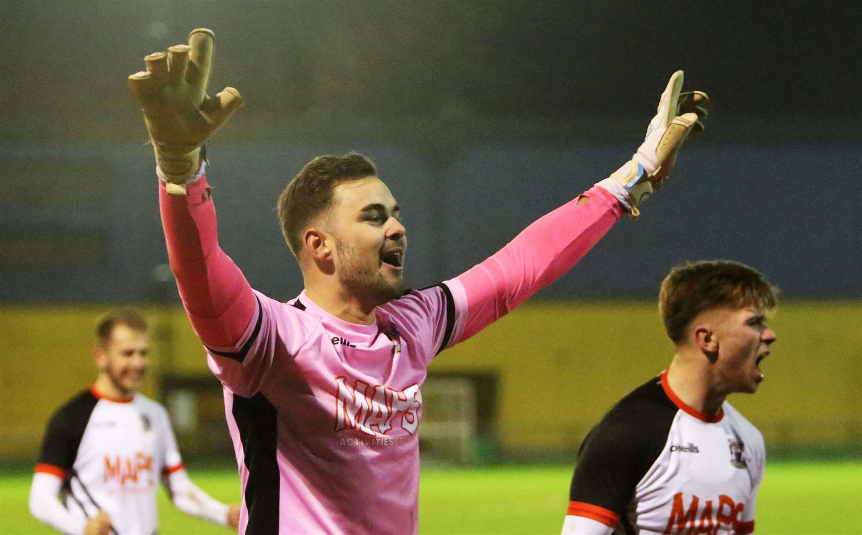 Goalkeeper Henry Newcombe was back in goal for Deal’s weekend 2-1 success at Stansfeld. Picture: Paul Willmott