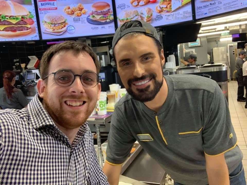 Alan Stamp with Rylan Clark-Neal in Ashford Orbital McDonalds