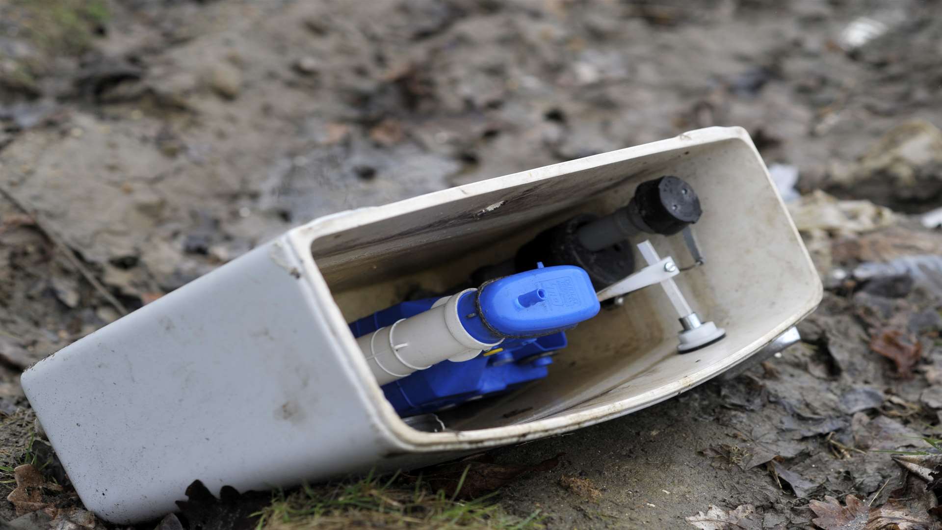 A dumped toliet cistern on the A299 Thanet Way close to Brenley Corner