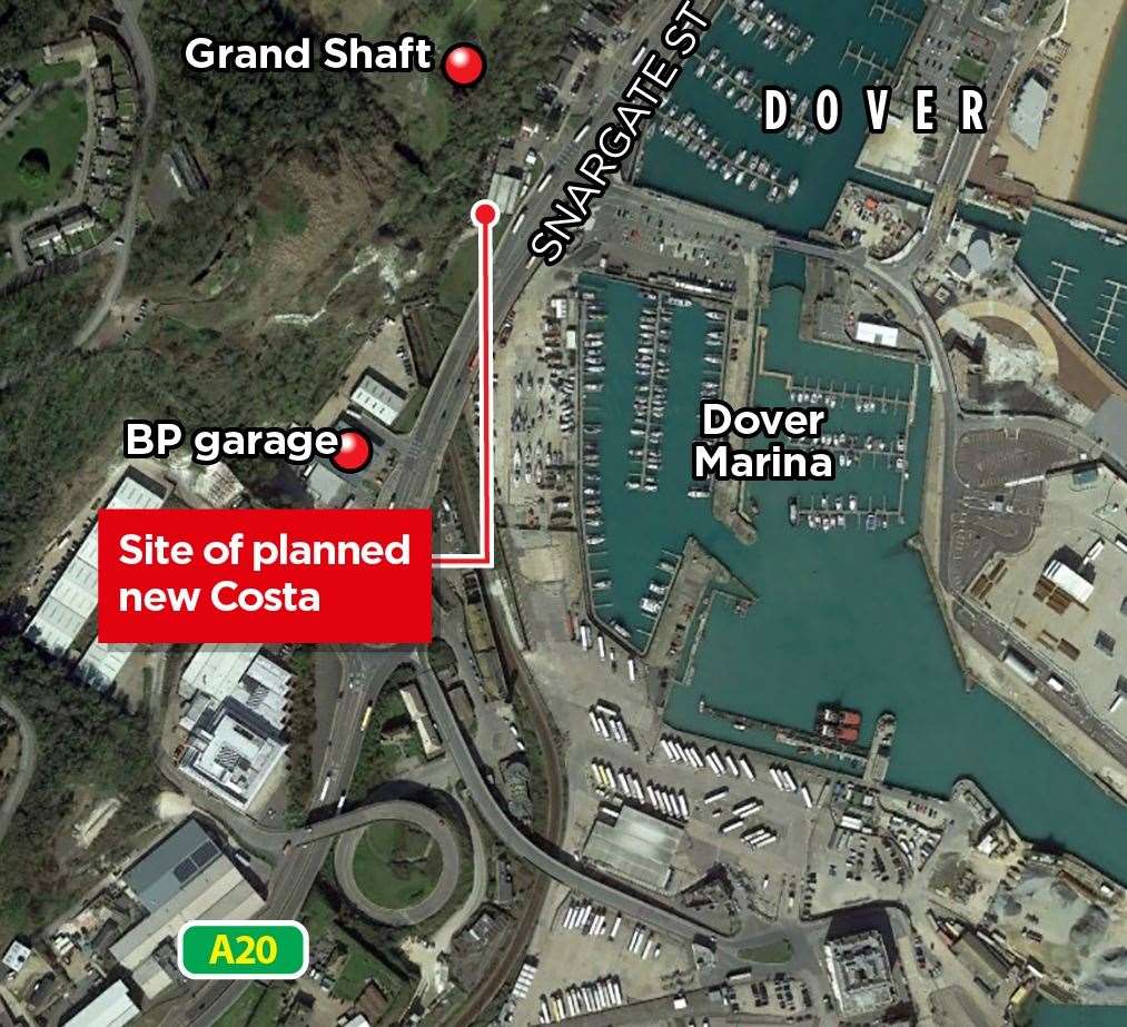 The new Costa will be along the A20, opposite Dover Marina